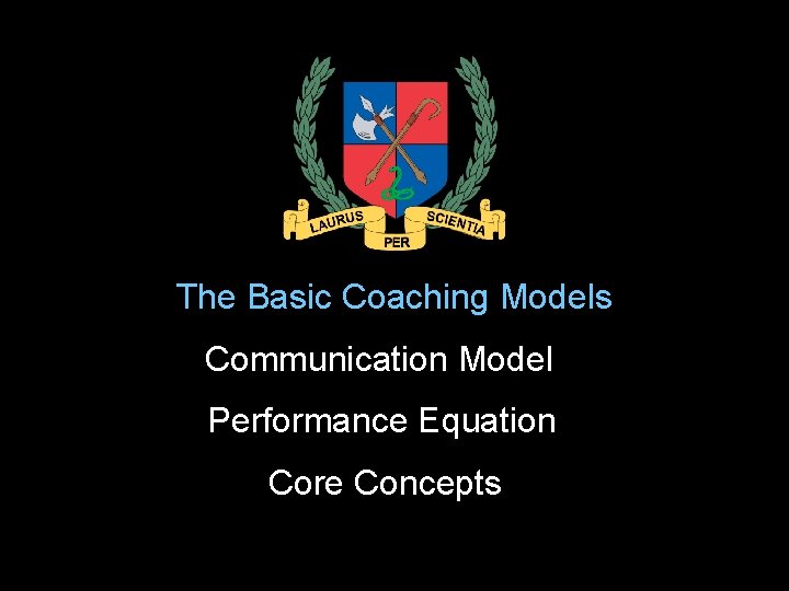 The Basic Coaching Models Communication Model Performance Equation Core Concepts 