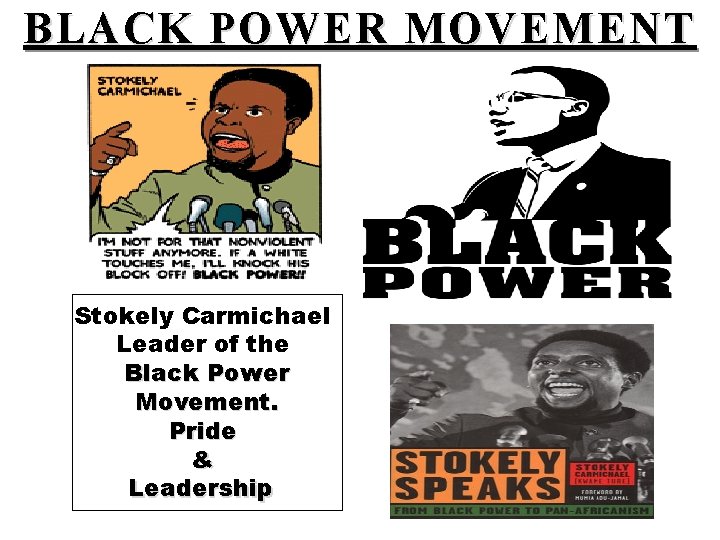 BLACK POWER MOVEMENT Stokely Carmichael Leader of the Black Power Movement. Pride & Leadership