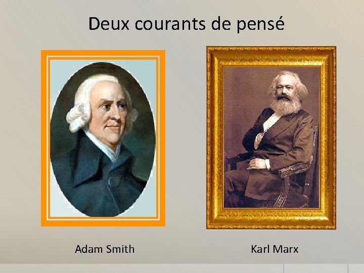 Deux courants de pensé Adam Smith Karl Marx 