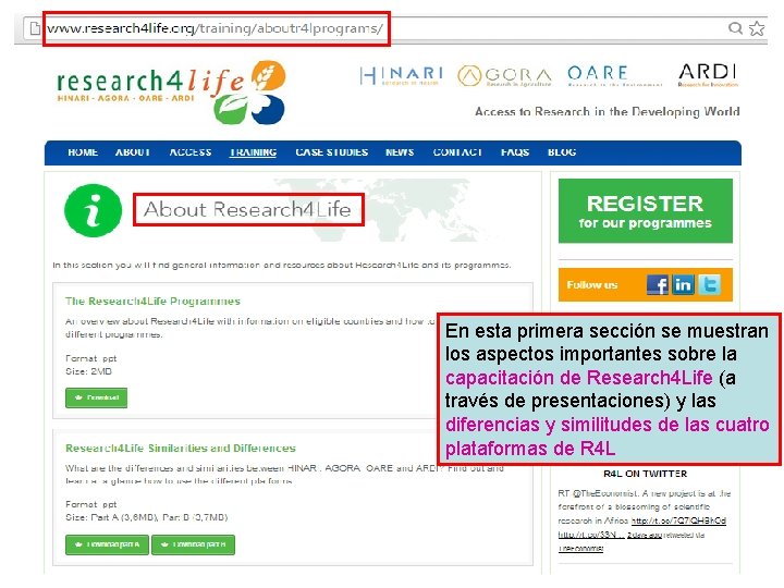 En esta primera sección se muestran los aspectos importantes sobre la capacitación de Research