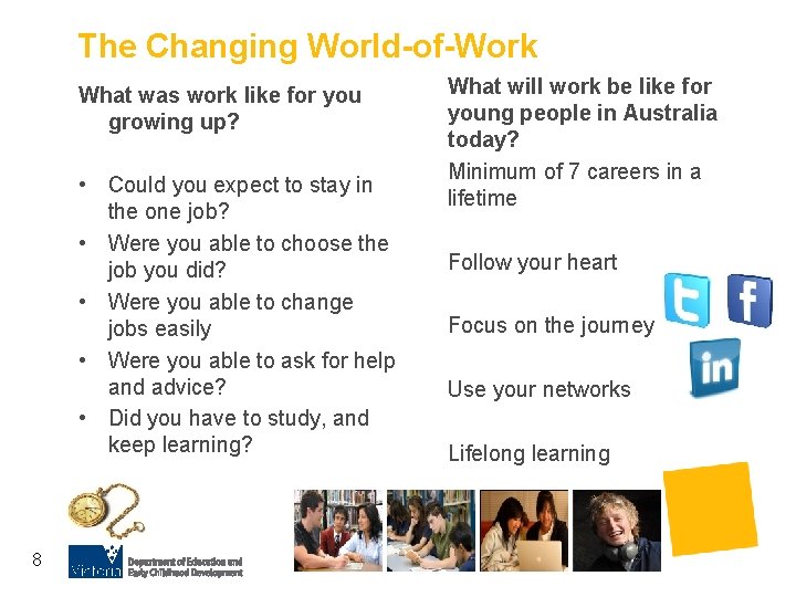 The Changing World-of-Work What was work like for you growing up? • Could you