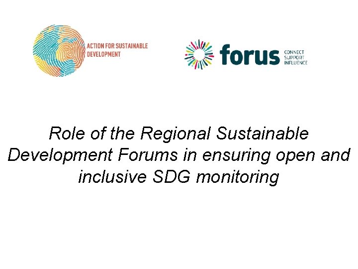 Role of the Regional Sustainable Development Forums in