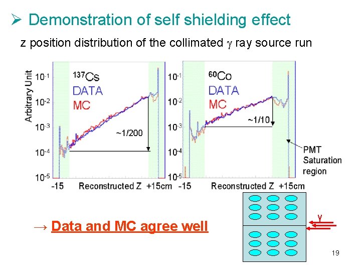 Ø Demonstration of self shielding effect z position distribution of the collimated g ray