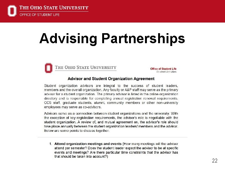 Advising Partnerships 22 