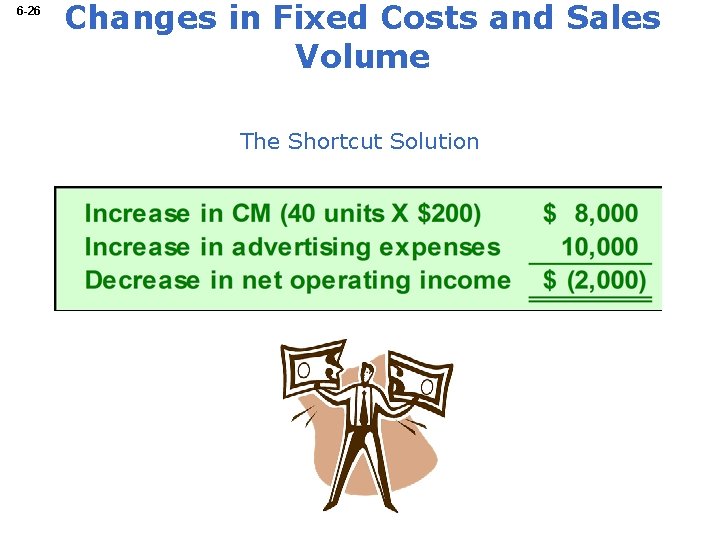 6 -26 Changes in Fixed Costs and Sales Volume The Shortcut Solution 