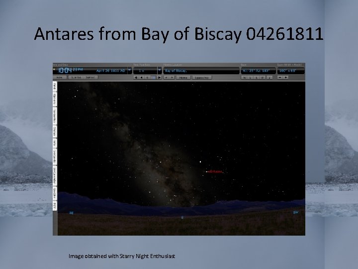 Antares from Bay of Biscay 04261811 Image obtained with Starry Night Enthusiast 