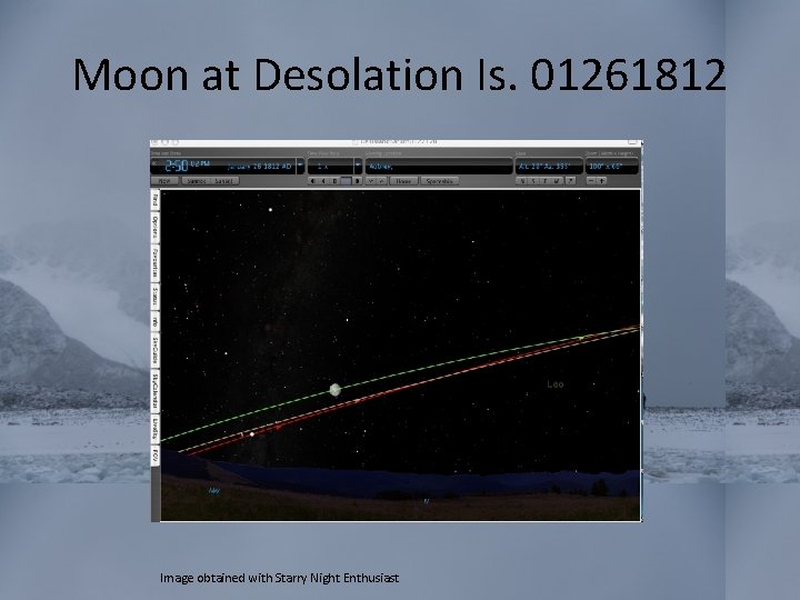 Moon at Desolation Is. 01261812 Image obtained with Starry Night Enthusiast 