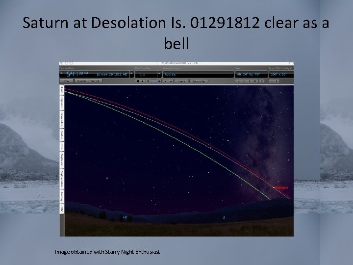 Saturn at Desolation Is. 01291812 clear as a bell Image obtained with Starry Night