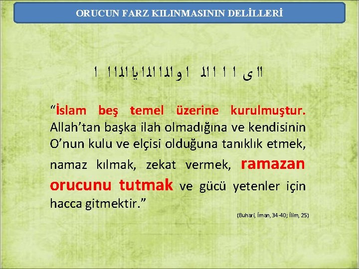 ORUCUN FARZ KILINMASININ DELİLLERİ ﺍﺍ ﻯ ﺍ ﺍﻟ ﺍ ﻭ ﺍﻟ ﺍ ﻳﺍ ﺍﻟ