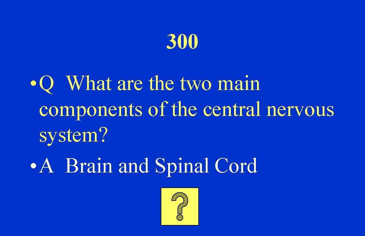 300 • Q What are the two main components of the central nervous system?