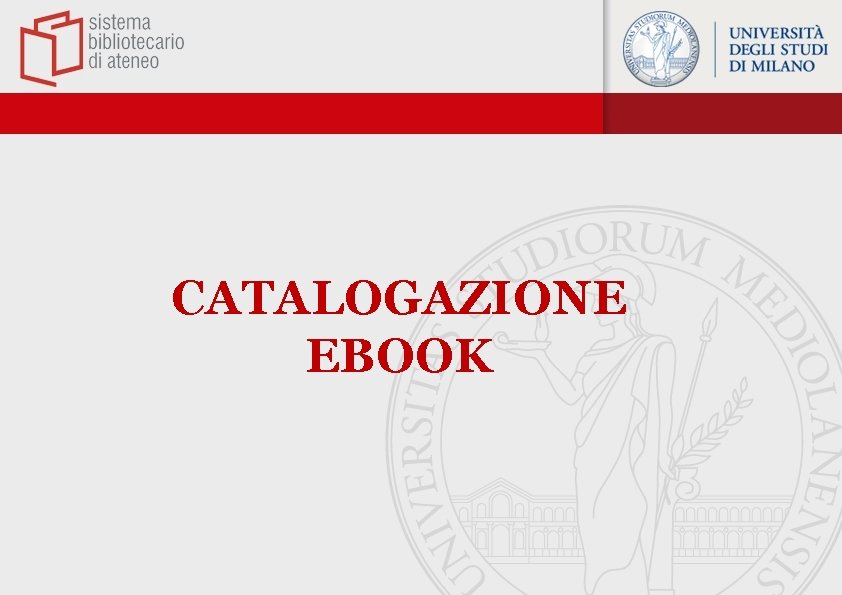 CATALOGAZIONE EBOOK 