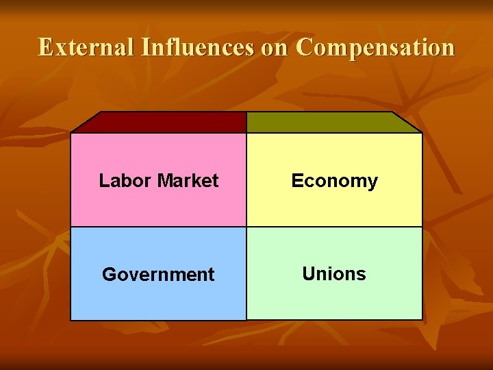 External Influences on Compensation Labor Market Economy Government Unions 