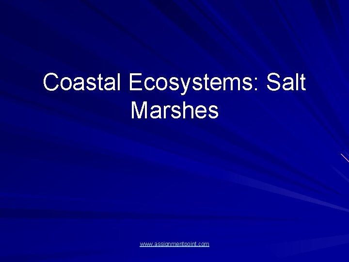 Coastal Ecosystems: Salt Marshes www. assignmentpoint. com 