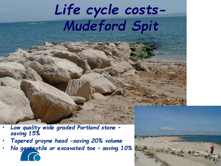 Life cycle costs. Mudeford Spit • • • Low quality wide graded Portland stone