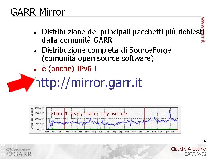 GARR Mirror Distribuzione dei principali pacchetti più richiesti dalla comunità GARR Distribuzione completa di