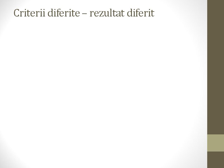 Criterii diferite – rezultat diferit 