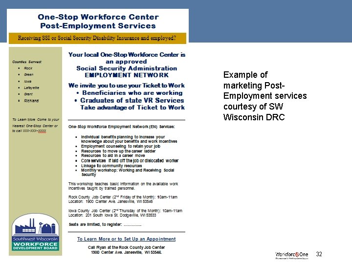 / Example of marketing Post. Employment services courtesy of SW Wisconsin DRC # 32