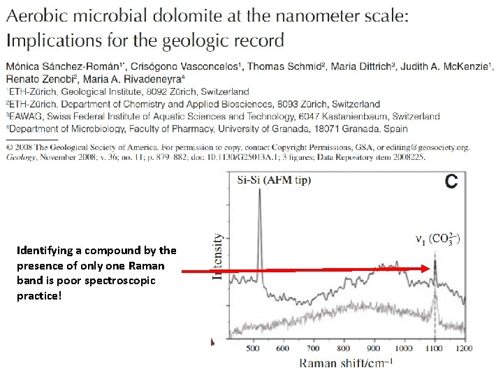 Identifying a compound by the presence of only one Raman band is poor spectroscopic