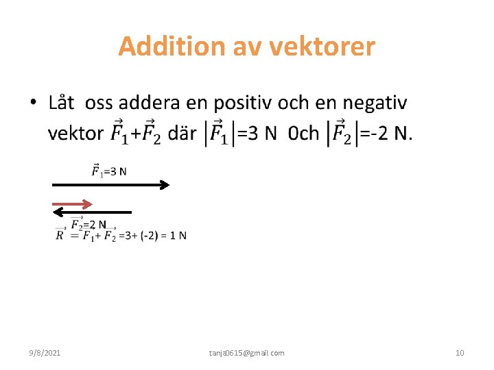 Addition av vektorer • 9/8/2021 tanja 0615@gmail. com 10 