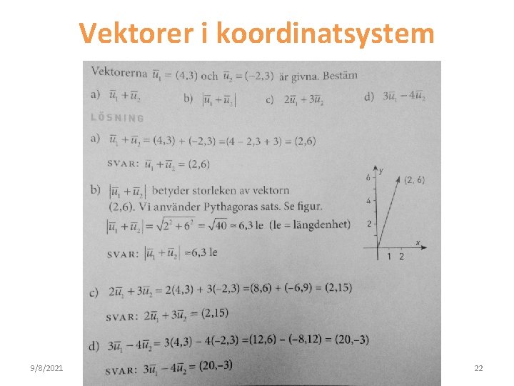 Vektorer i koordinatsystem 9/8/2021 tanja 0615@gmail. com 22 