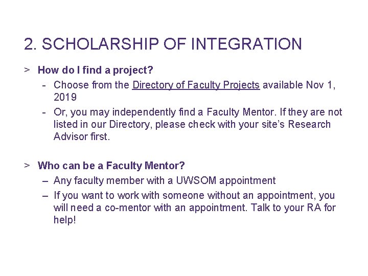 2. SCHOLARSHIP OF INTEGRATION > How do I find a project? - Choose from