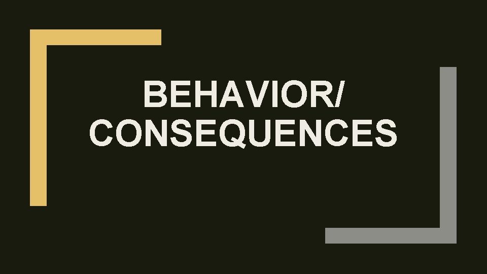 BEHAVIOR/ CONSEQUENCES 
