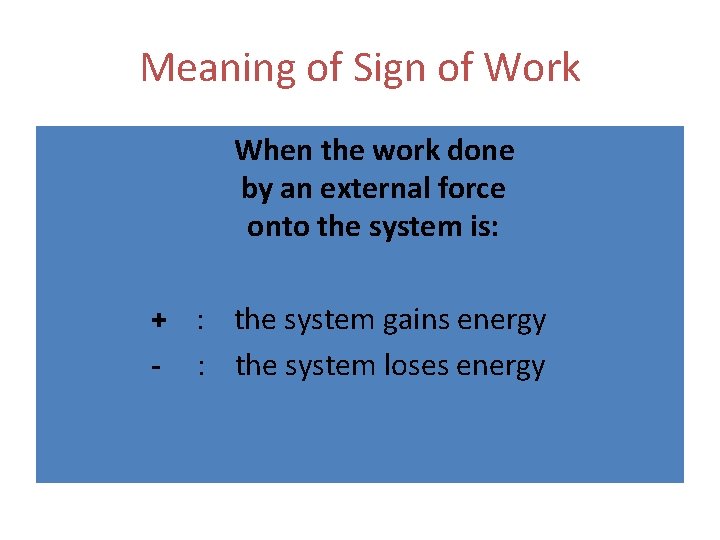 Meaning of Sign of Work When the work done by an external force onto
