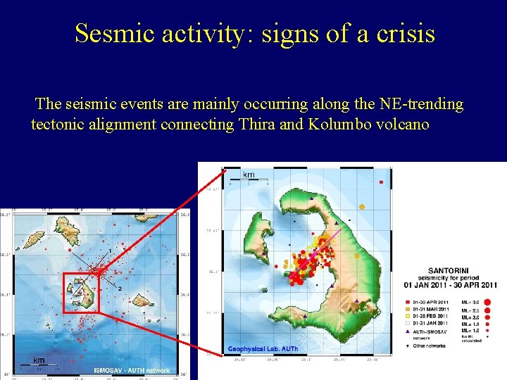 Sesmic activity: signs of a crisis The seismic events are mainly occurring along the