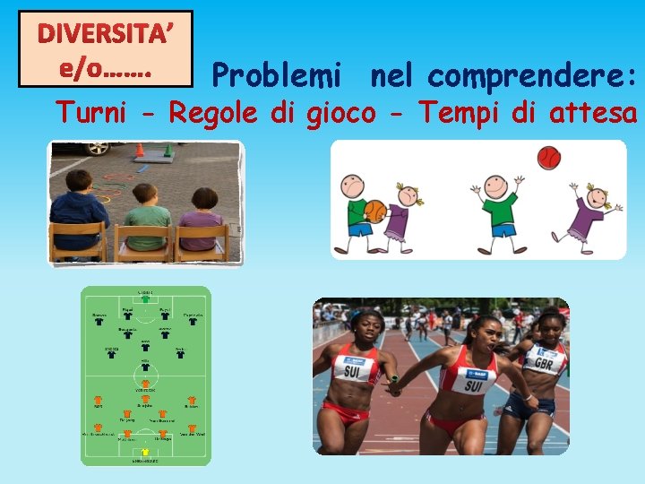 DIVERSITA’ e/o……. Problemi nel comprendere: Turni - Regole di gioco - Tempi di attesa