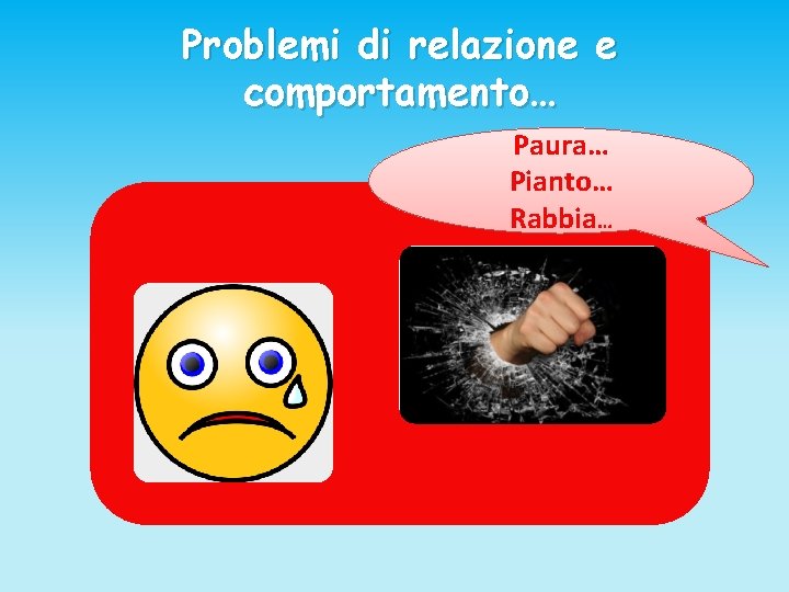 Problemi di relazione e comportamento… Paura… Pianto… Rabbia… 