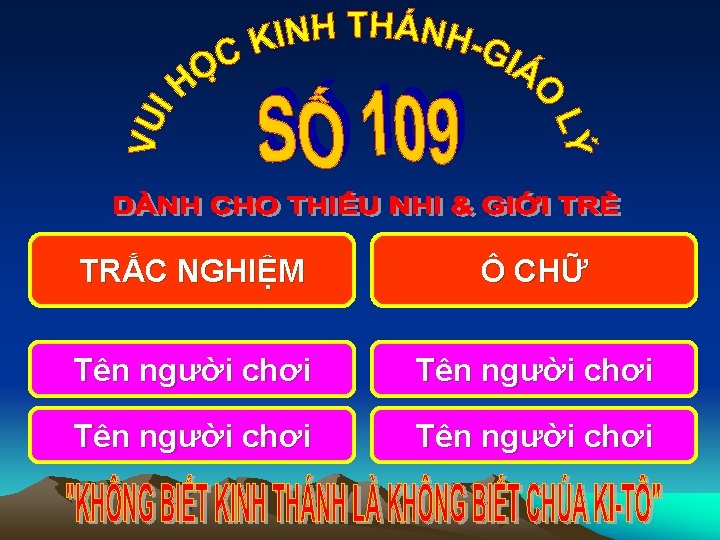 TRẮC NGHIỆM Ô CHỮ Tên người chơi 