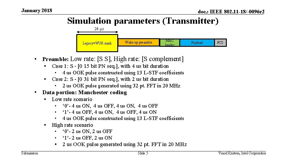 January 2018 doc. : IEEE 802. 11 -18/-0096 r 2 Simulation parameters (Transmitter) 24