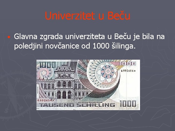 Univerzitet u Beču • Glavna zgrada univerziteta u Beču je bila na poledjini novčanice