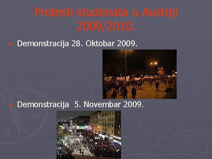 Protesti studenata u Austriji 2009/2010. • Demonstracija 28. Oktobar 2009. • Demonstracija 5. Novembar