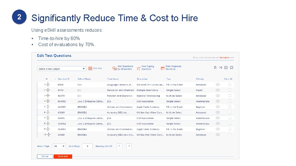 2 Significantly Reduce Time & Cost to Hire Using e. Skill assessments reduces: •