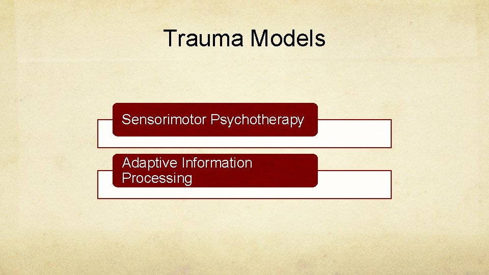 Trauma Models Sensorimotor Psychotherapy Adaptive Information Processing 