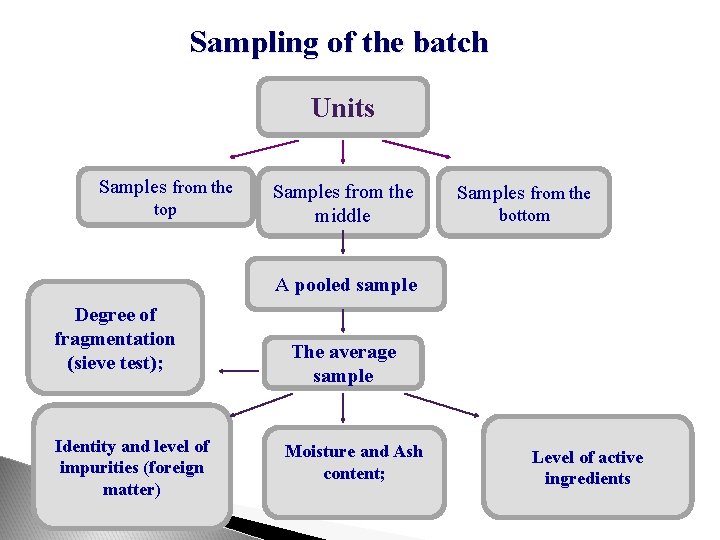 Sampling of the batch Units Samples from the top Samples from the middle Samples