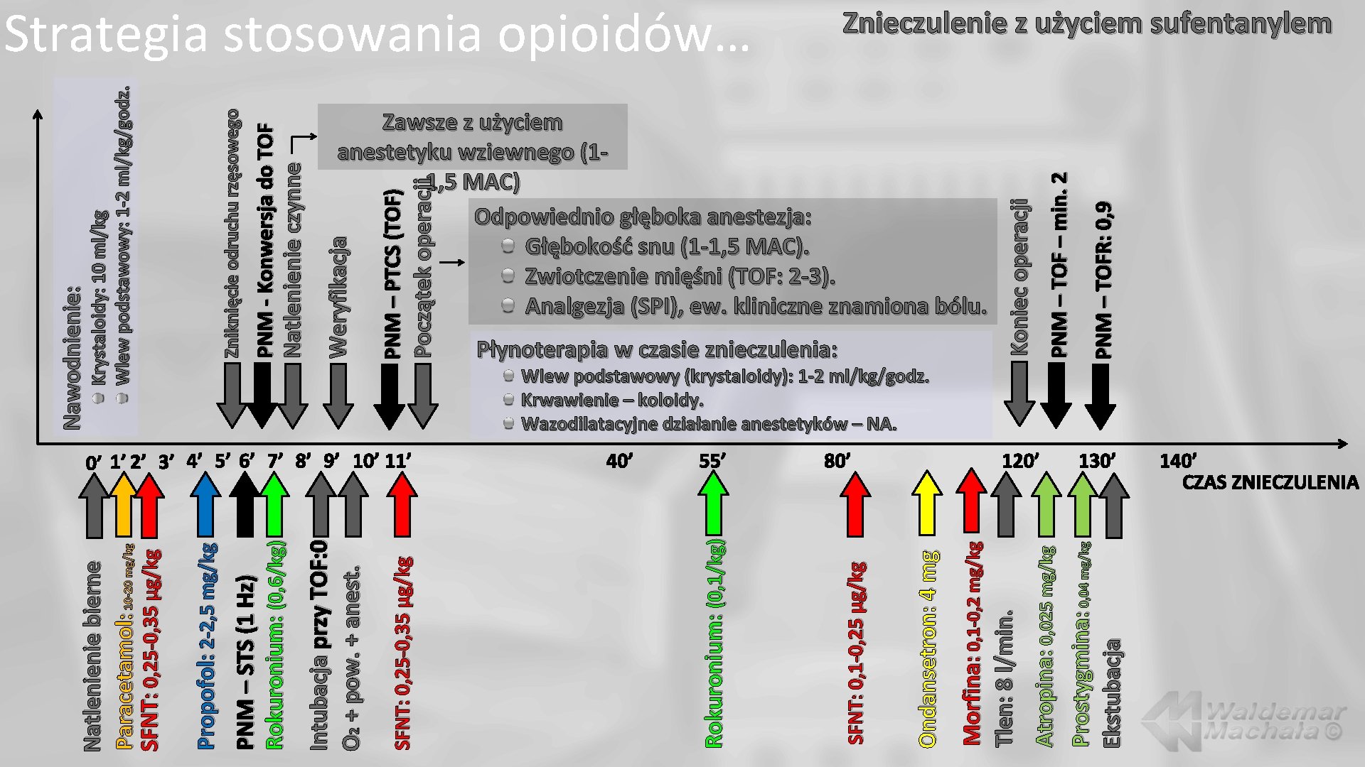 Początek operacji PNM – PTCS (TOF) Zawsze z użyciem anestetyku wziewnego (11, 5 MAC)