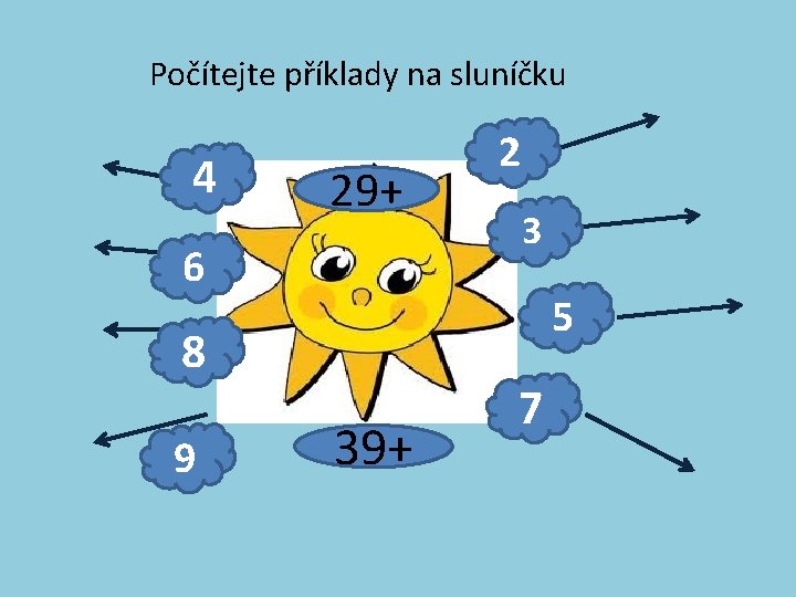 Počítejte příklady na sluníčku 4 29+ 6 3 5 8 9 2 39+ 7