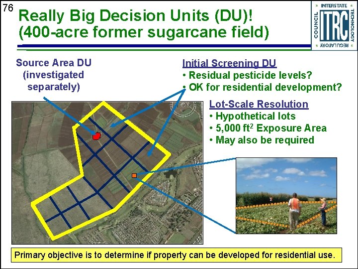 76 Really Big Decision Units (DU)! (400 -acre former sugarcane field) Source Area DU