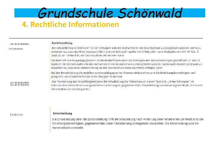 Grundschule Schönwald 4. Rechtliche Informationen 