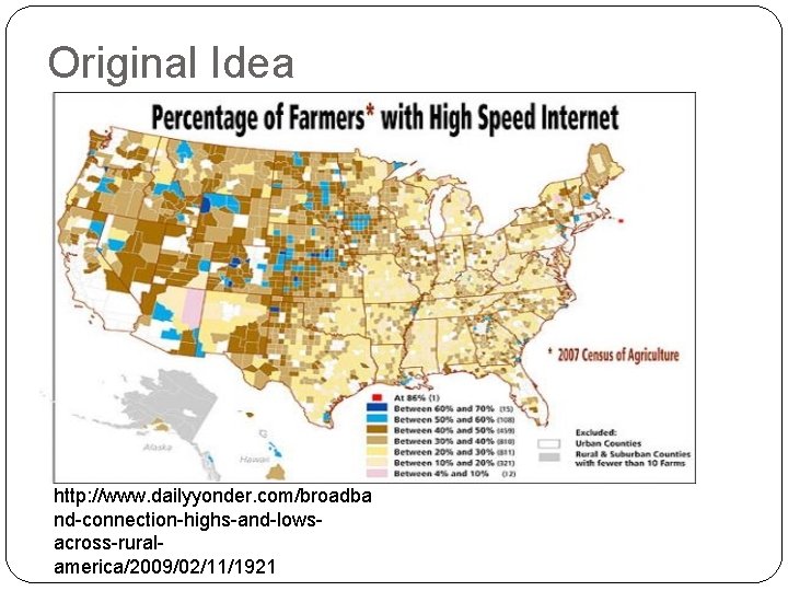 Original Idea http: //www. dailyyonder. com/broadba nd-connection-highs-and-lowsacross-ruralamerica/2009/02/11/1921 Original Idea http: //www. dailyyonder. com/broadba nd-connection-highs-and-lowsacross-ruralamerica/2009/02/11/1921