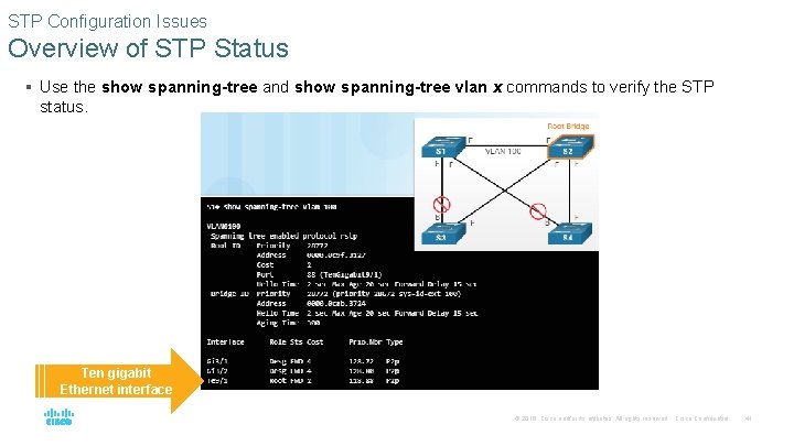STP Configuration Issues Overview of STP Status § Use the show spanning-tree and show STP Configuration Issues Overview of STP Status § Use the show spanning-tree and show