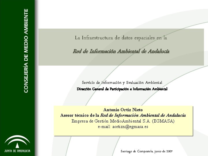 La Infraestructura de datos espaciales en la Red de Información Ambiental de Andalucía Servicio