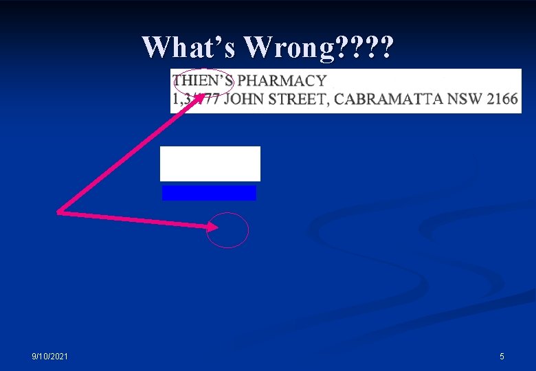 What’s Wrong? ? 9/10/2021 5 
