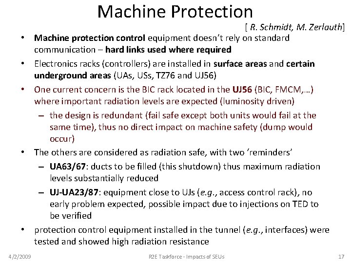 Machine Protection • • • 4/2/2009 [ R. Schmidt, M. Zerlauth] Machine protection control