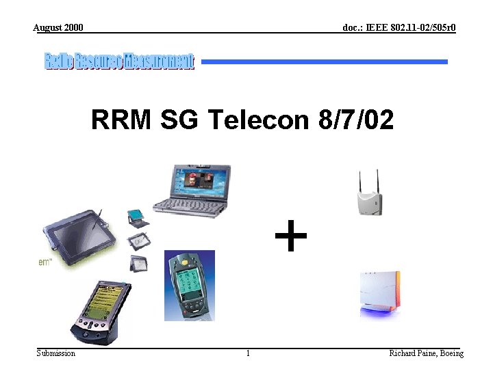 August 2000 doc. : IEEE 802. 11 -02/505 r 0 RRM SG Telecon 8/7/02