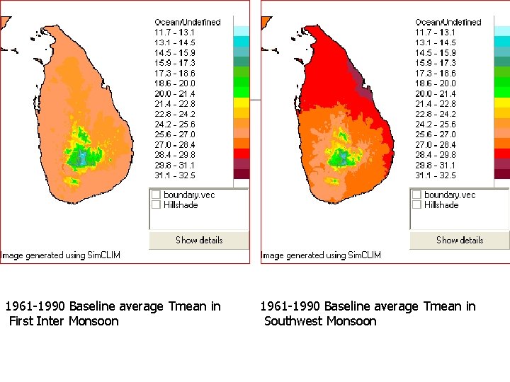 1961 -1990 Baseline average Tmean in First Inter Monsoon 1961 -1990 Baseline average Tmean