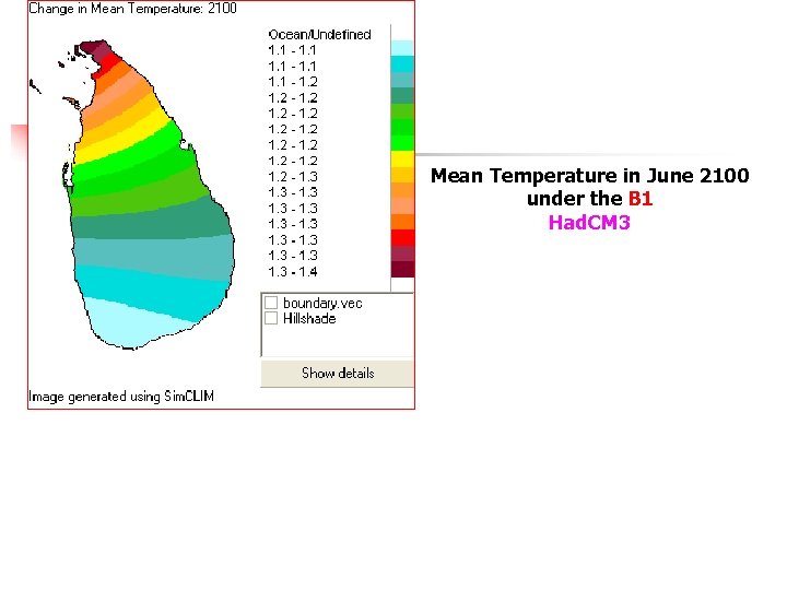 Mean Temperature in June 2100 under the B 1 Had. CM 3 