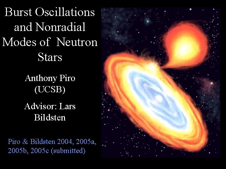 Burst Oscillations and Nonradial Modes of Neutron Stars Anthony Piro (UCSB) Advisor: Lars Bildsten